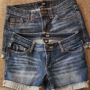 a.n.a Blue Jean Shorts with Frayed Hem and Faded Wash